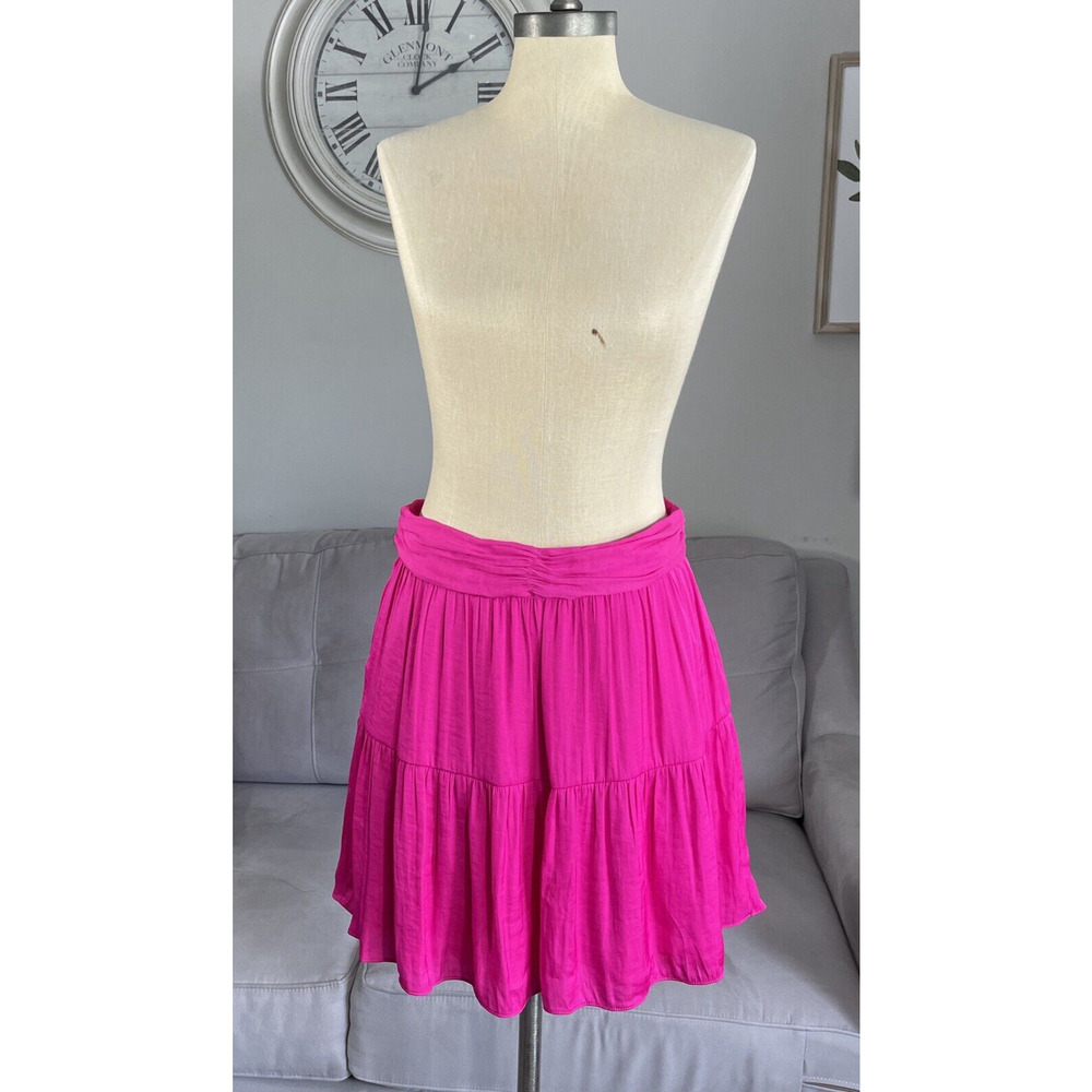 Naked Zebra Womens Tiered Mini Skirt Size M Azalea-Pink Flowy Lined